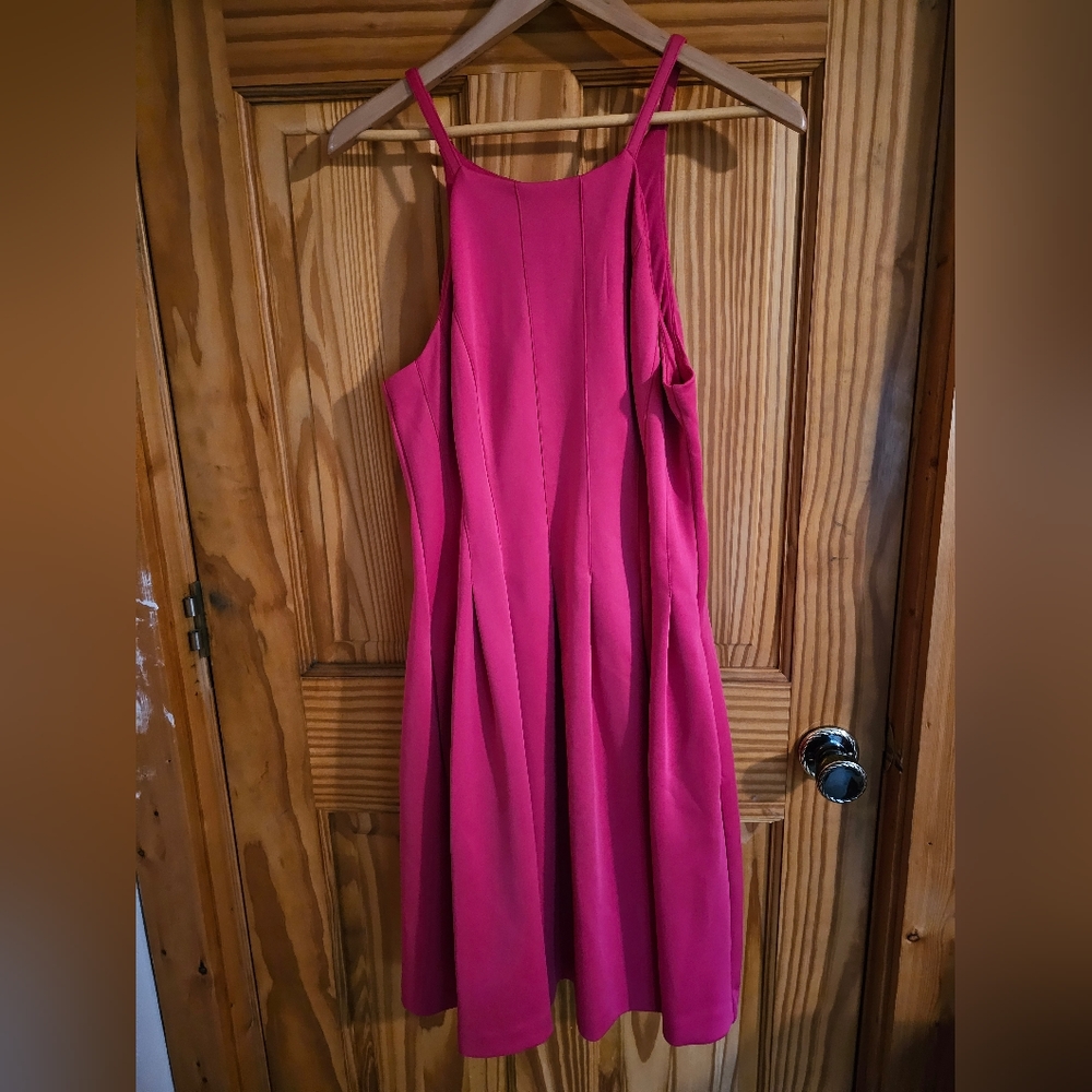 Calvin Klein Hot Pink Sleeveless Fit-and-Flare Dress